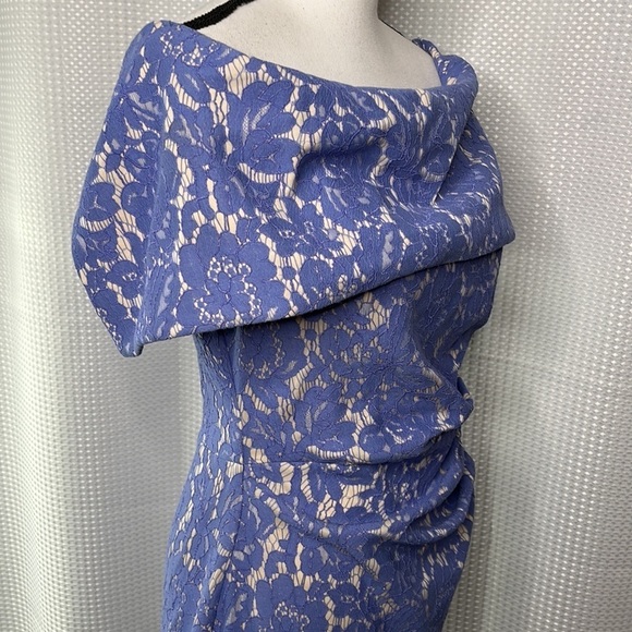 Vince Camuto Dress Off Shoulder Lace Periwinkle Blue Size 6 Pencil Skirt - Picture 5 of 16
